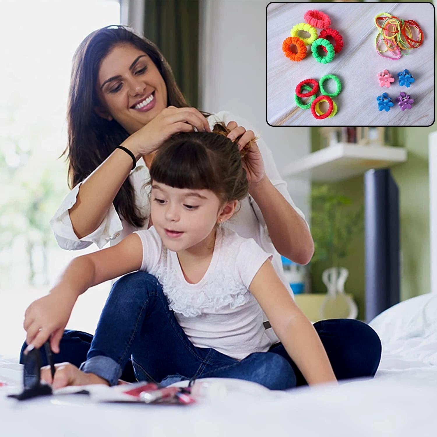 Kids Hair Bands, Rubber Bands & Cute Hair Clips in Storage Box (Mix Design / 1 Set) Kids Hair Bands, Rubber Bands & Cute Hair Clips in Storage Box (Mix Design / 1 Set)